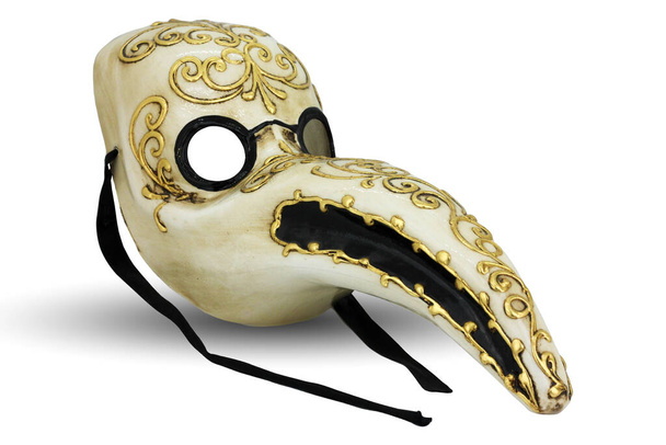 Plaga lekarska - tradycyjna wenecka maska karnawałowa. Popularne pamiątki z Wenecji. - Zdjęcie, obraz