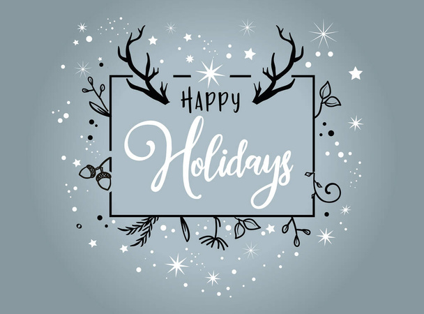 Happy holidays phrase greeting card - silver background - Вектор,изображение