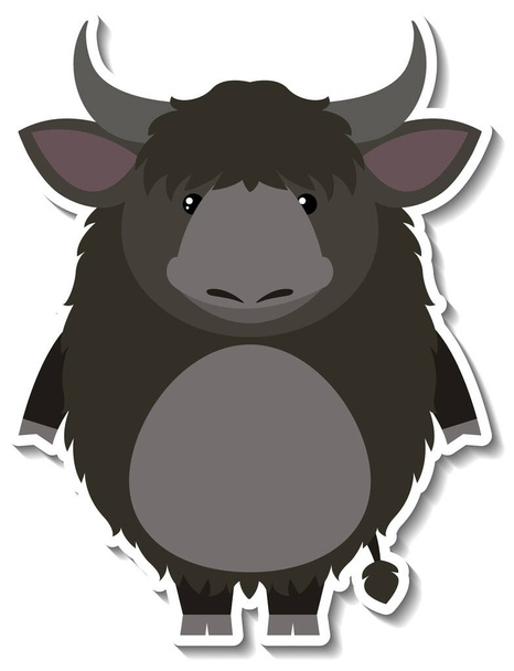 Chubby yak állat rajzfilm matrica illusztráció - Vektor, kép