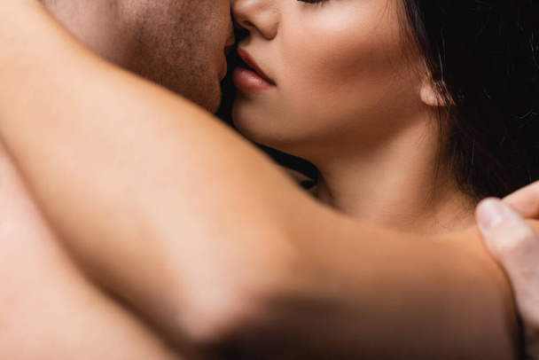 close up of young and sexy couple kissing each other - Photo, Image