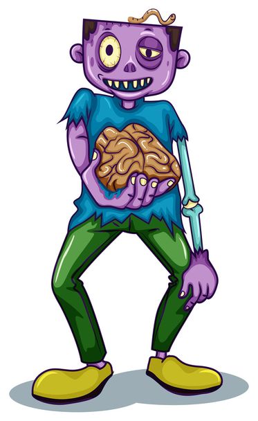 zombie drží jeho mozek - Vektor, obrázek