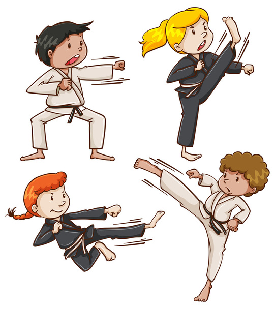 Простий ескіз людей, які беруть участь у бойових мистецтвах
 - Вектор, зображення