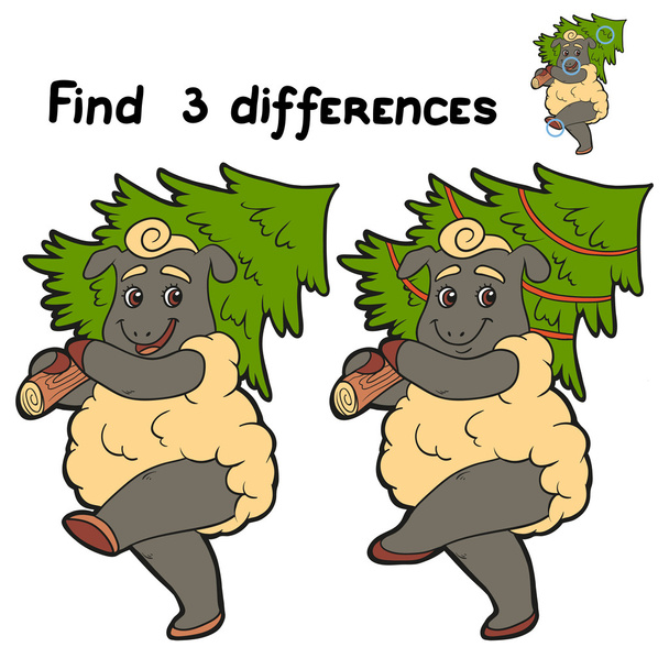 Find 3 differences (sheep) - Vektor, obrázek