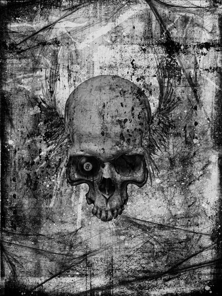 Old paper with skull - Fotoğraf, Görsel