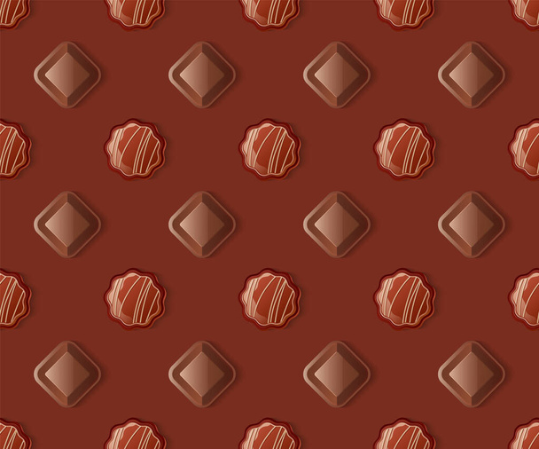 Fondo para el Día de San Valentín, bandera con patrón de chocolate, vector de ilustración 10eps - Vector, Imagen