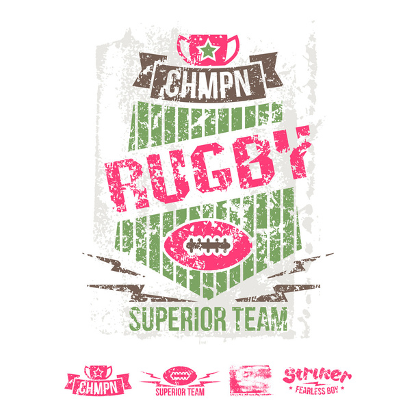 College girl squadra di rugby emblema retrò ed elementi di design
 - Vettoriali, immagini