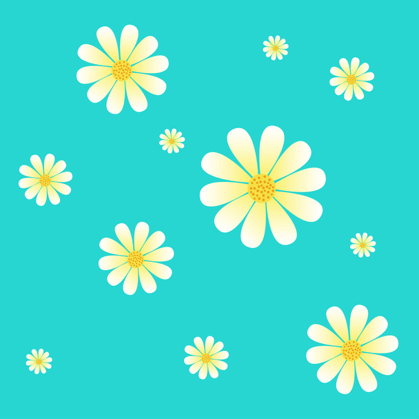 Seamless daisies on a blue background - Wektor, obraz