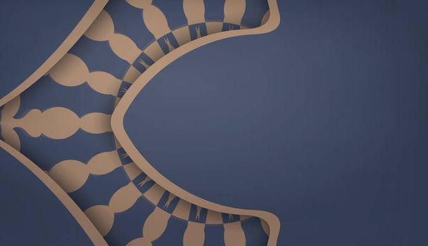 Фон синій з мандала коричневим орнаментом для дизайну під вашим логотипом
 - Вектор, зображення