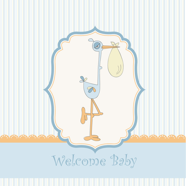 κάρτα Καλώς μωρών με stork - Διάνυσμα, εικόνα