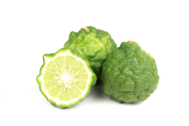 Bergamot fruit isolated on white background. Bergamot is ingredient in asean food and is herb for body care. - Foto, Imagen