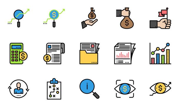 Iconos de línea económica de negocios Vector Ilustración, Visión, Mercado, Económico - Vector, Imagen