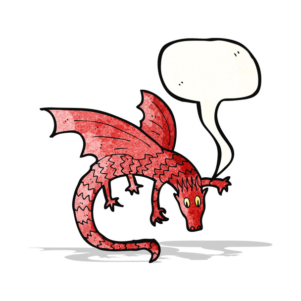 flying dragon with speech bubble - Vector, Image