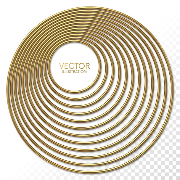 Marco de círculos excéntricos dorados con lugar para su contenido aislado sobre fondo blanco - Vector, imagen