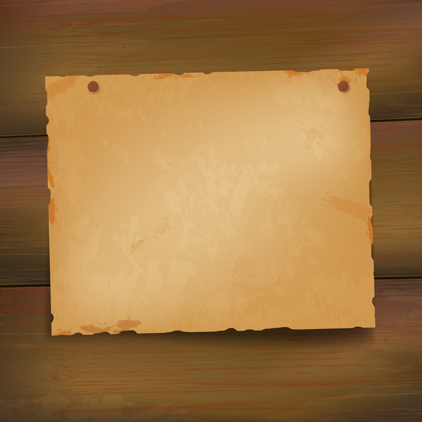 Wooden background with grungy paper - Διάνυσμα, εικόνα