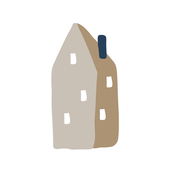 Baby Vector Haus Ikone skandinavischen. Gekritzeltes, handgezeichnetes Zeichen von Immobilien. Kindliche Illustration für Print, Web - Vektor, Bild