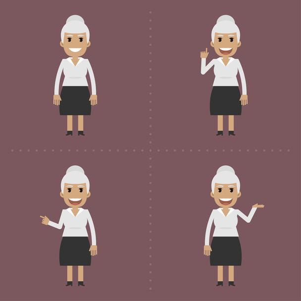 ηλικιωμένη γυναίκα δείχνει και λέει - Διάνυσμα, εικόνα