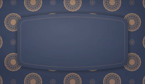 Bandera en azul con adorno marrón vintage para el diseño bajo logotipo o texto - Vector, imagen