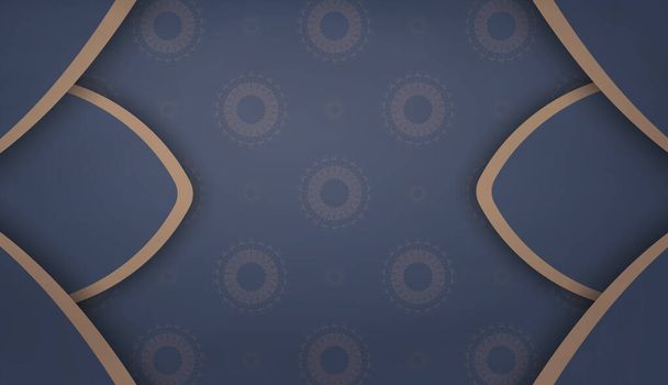 Blaue Banner-Vorlage mit braunem Ornament und Platz für Ihren Text - Vektor, Bild