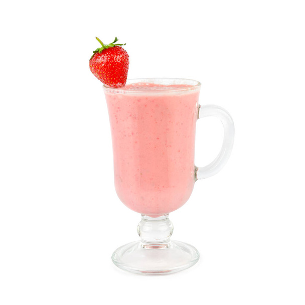 Strawberry vitamin cocktail isolated on white background. - 写真・画像