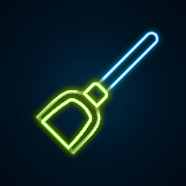 Glowing neon line Dustpan icon isolated on black background. Cleaning scoop services. Colorful outline concept. Vector - Vector, Image