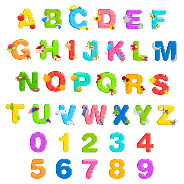 alfabe ve sayı kümesi - Vektör, Görsel