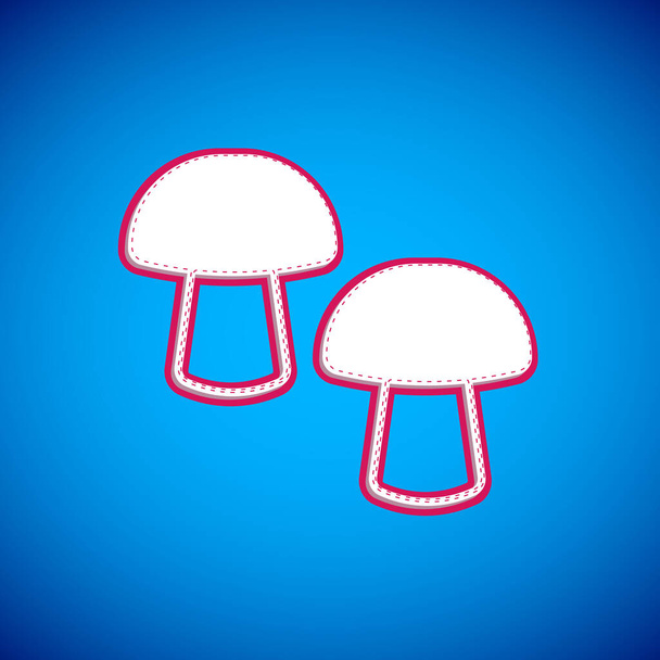 Иконка белого гриба выделена на синем фоне. Вектор - Вектор,изображение