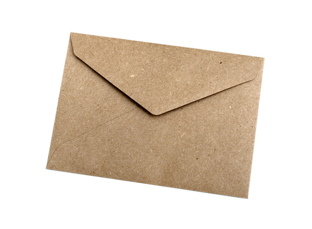 Enveloppe marron sur fond blanc - Photo, image
