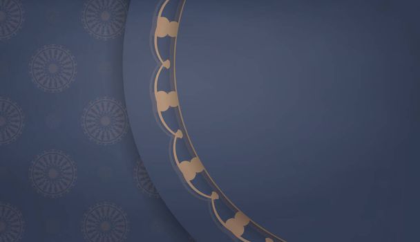 Kahverengi mandala desenli mavi pankart ve metin altında - Vektör, Görsel