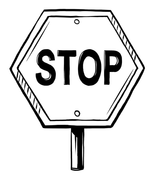 Шестиугольный знак "Стоп"
 - Вектор,изображение