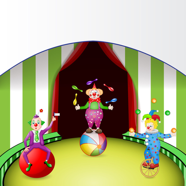 Funny clowns at the circus festival - Vector, Image