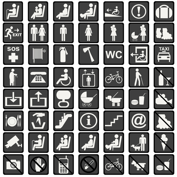 Symbole für internationale Zeichen, die in Transportmitteln verwendet werden - Foto, Bild