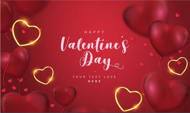 lovely happy valentine s day background with hearts design vector illustration - Vector, Image