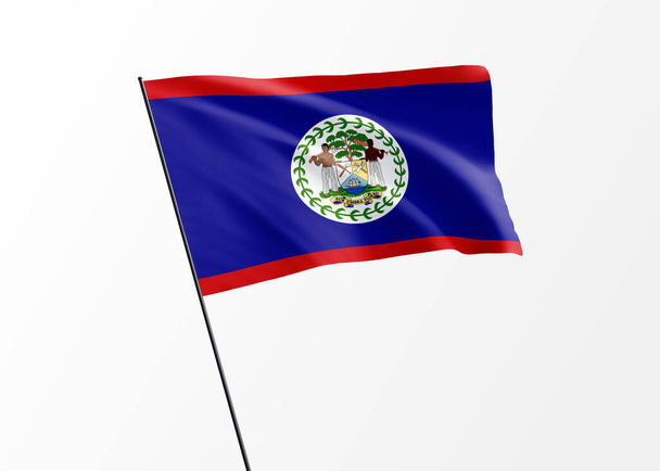 Bandera de Belice ondeando alto en el fondo aislado Día de la Independencia de Belice colección mundial de bandera nacional - Foto, imagen