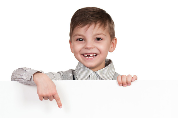 Boy with white board - Foto, imagen