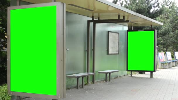 Автобусная остановка - рекламный щит - зеленый экран
 - Кадры, видео