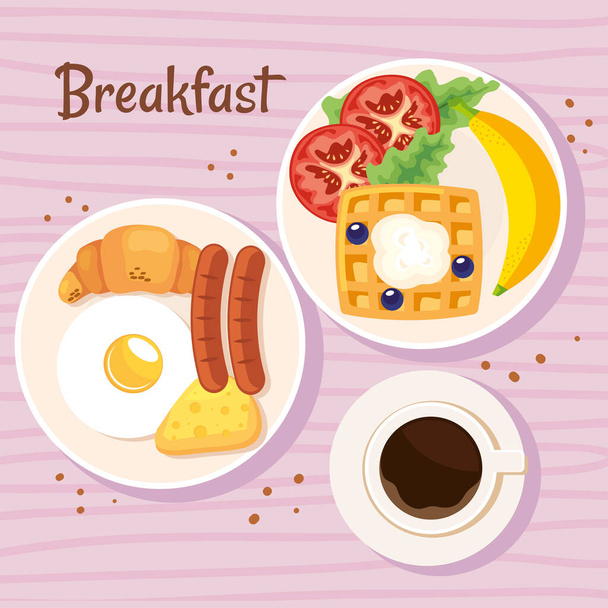deliziosi piatti della colazione - Vettoriali, immagini