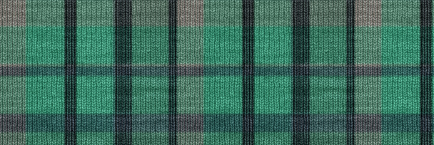 クラシックな冬のタータンニットウールはシームレスなエッジボーダーを果たしました。レトロギンガムチェッカーのトリムの背景。織りスコットランドの男性のツイードステッチクラフト効果リボンバナー.  - 写真・画像