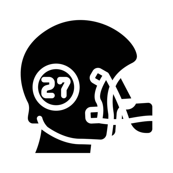 Rugbyspieler-Helm mit Ziffernglyphen-Symbol-Vektorillustration - Vektor, Bild