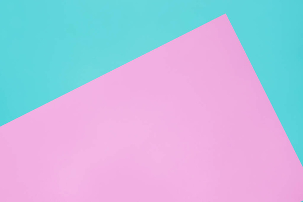 青とピンクのパステルカラーの紙のテクスチャトップビュー最小フラットレイアウトの背景 - 写真・画像