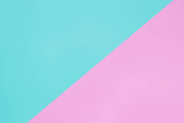 azul y rosa pastel color papel textura vista superior minimalista plano lay fondo - Foto, Imagen