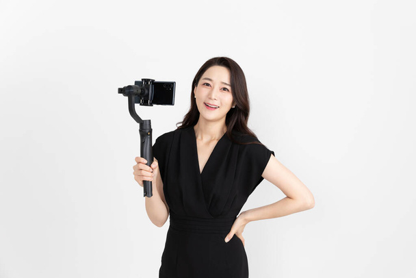 Asian Korean woman shopping host, live commerce sale show concept - Фото, зображення