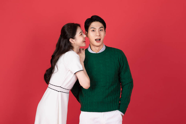 Asian Korean couple in winter fashion, Christmas shopping event concept - Valokuva, kuva