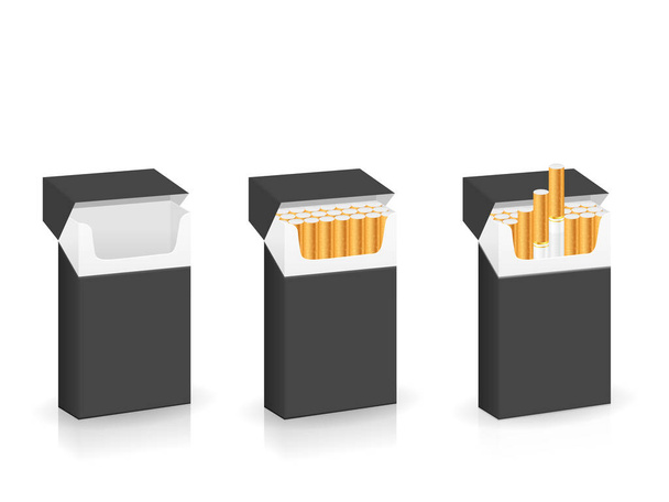 Pack of cigarettes set on a white background. Vector illustration. - Вектор, зображення