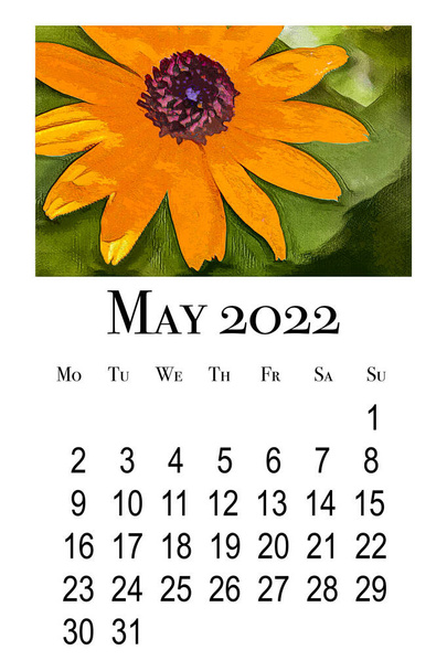 Κάρτα ημερολογίου για το μήνα Μάιο 2022 - Φωτογραφία, εικόνα