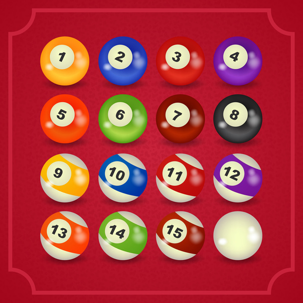 Set of billiard balls - Διάνυσμα, εικόνα