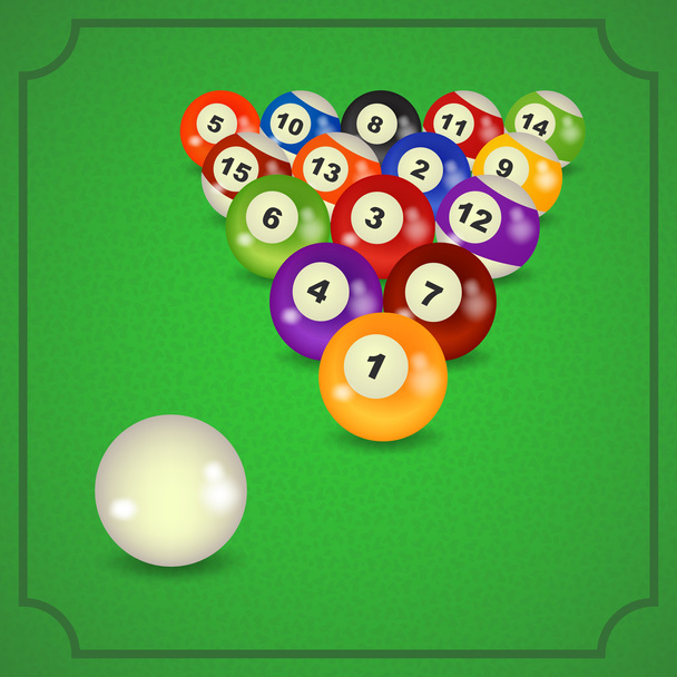 Billiard balls pyramid - Vector, Imagen