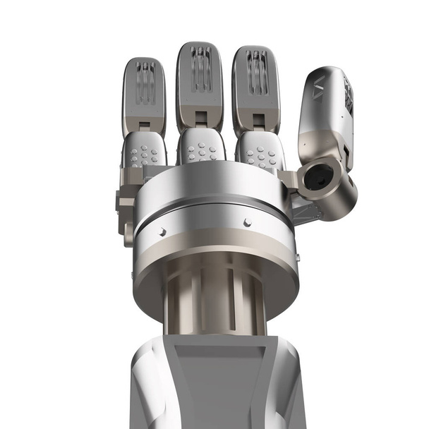 3D renderowania strony robotów z dłoń otwarte na białym tle na białe - Zdjęcie, obraz