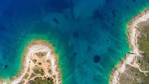 High aerial drone view of Adriatic sea scape at summertime season. - Φωτογραφία, εικόνα