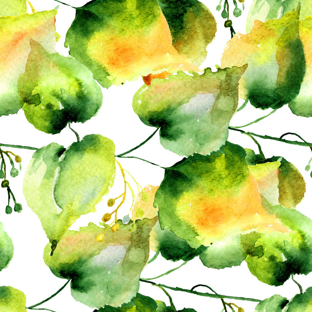 Seamless pattern of green linden leaves - Foto, Imagem