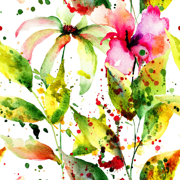 Seamless pattern with abstract flowers - Zdjęcie, obraz